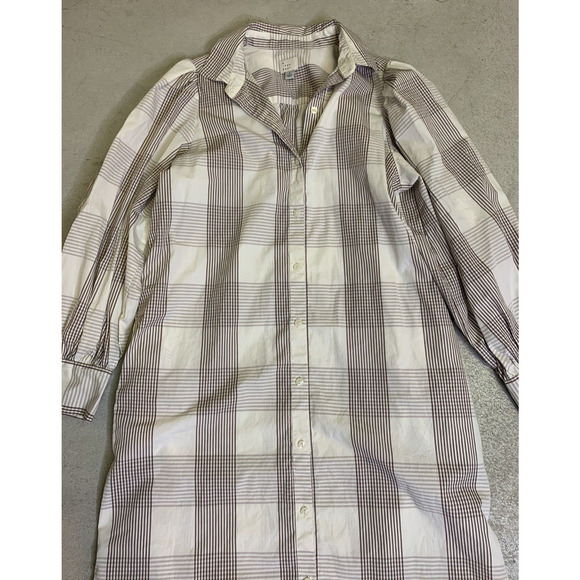 A New Day Shirt Dress Womens Small Tan Plaid Long Sleeve Tan Plaid Side Slits - Picture 6 of 12